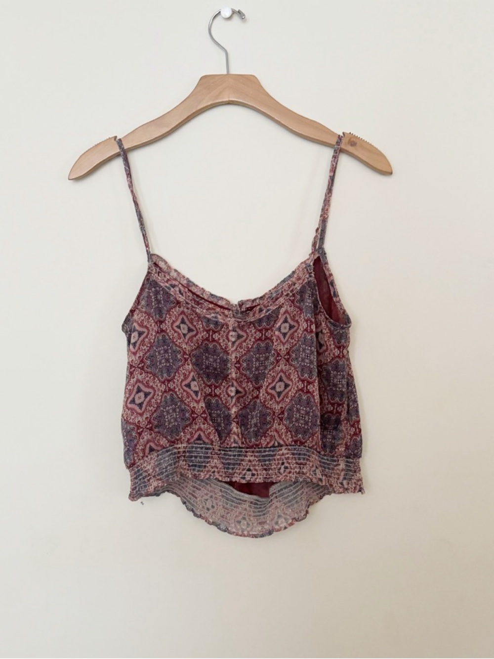 American Eagle Outfitters Printed Spaghetti Strap Tank Womens Sz Small Sheer - Picture 6 of 7